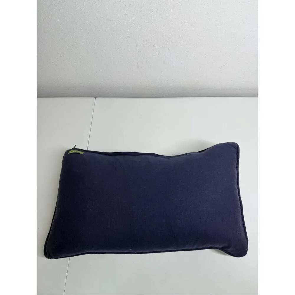 Celerie Kemble Linen Blend Blue Throw Pillow 22” X 12” Duck Feathers See Notes